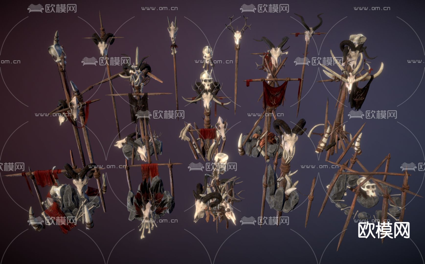 复古民族饰品小品 景观摆件3d模型下载（渲染图1）