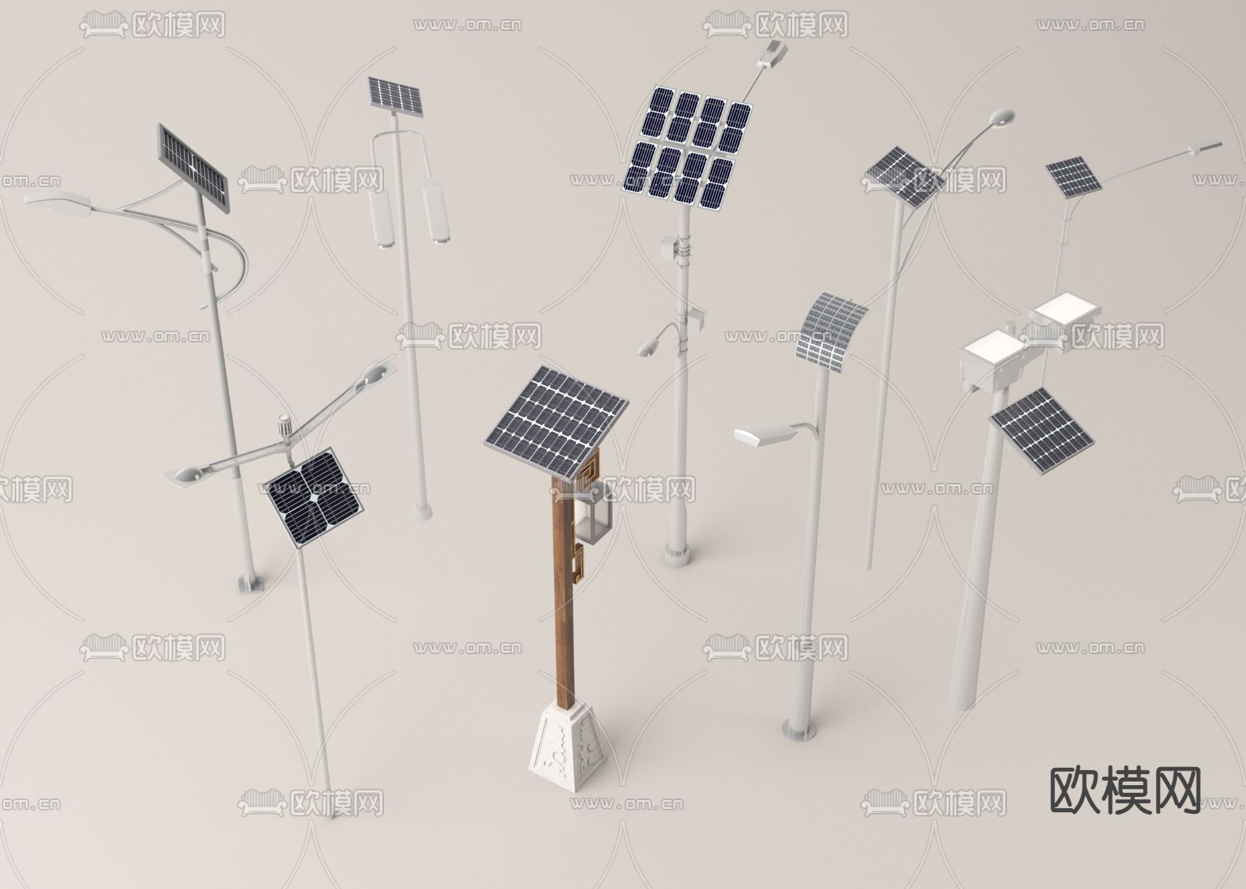 节能路灯 太阳能路灯su模型下载（渲染图2）