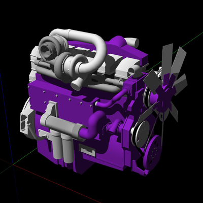  涡轮增压发动机su模型 