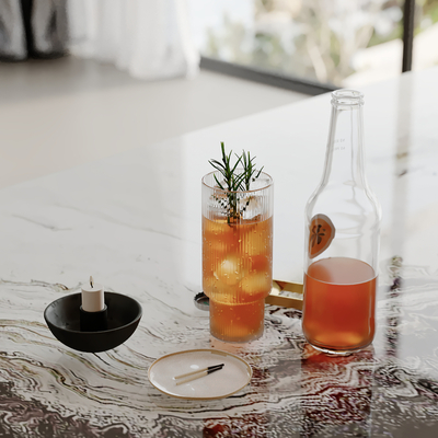  酒瓶 酒杯 蜡烛 厨房摆件su模型 
