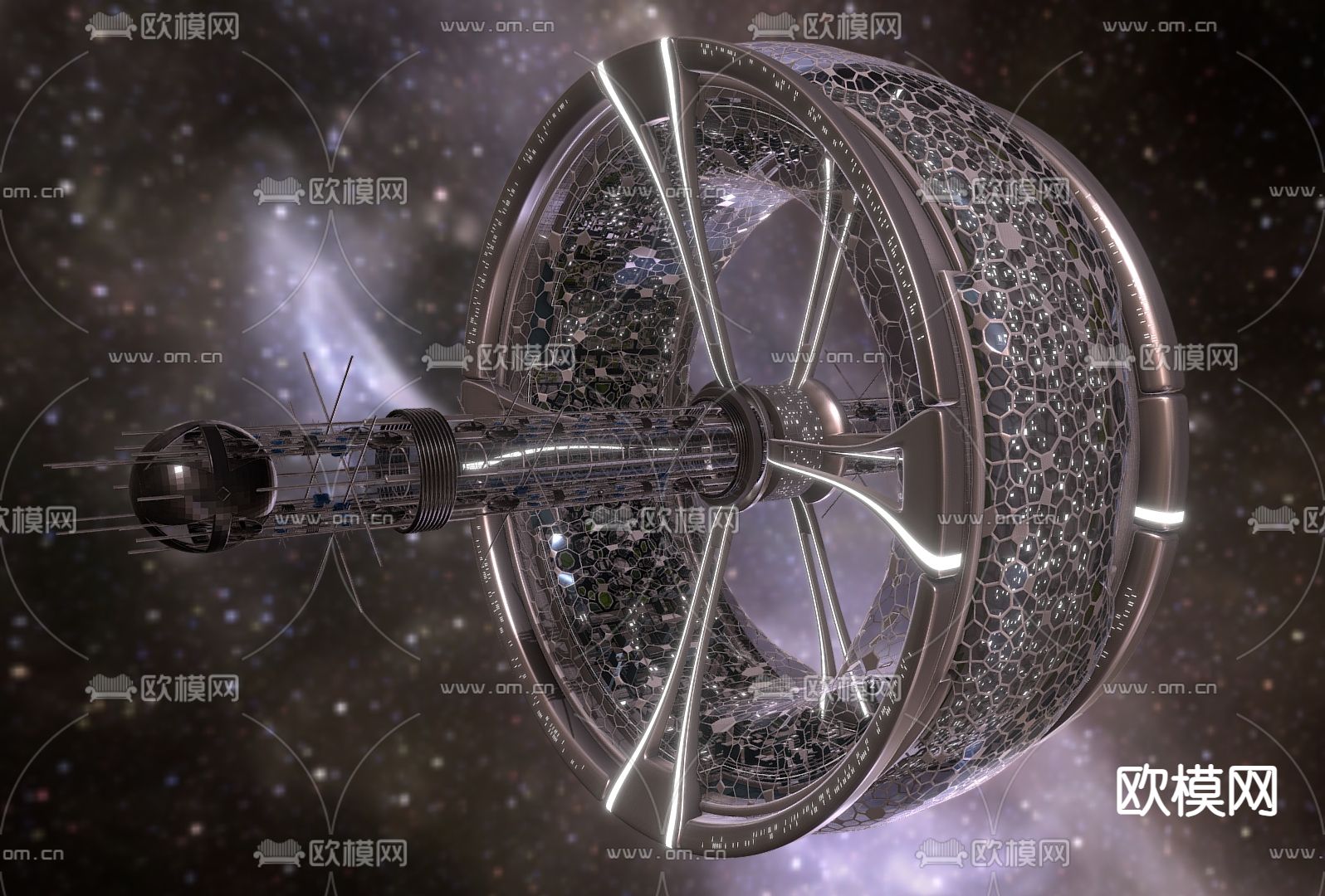 科技感宇宙飞船 宇宙空间站 航空器su模型下载（渲染图3）