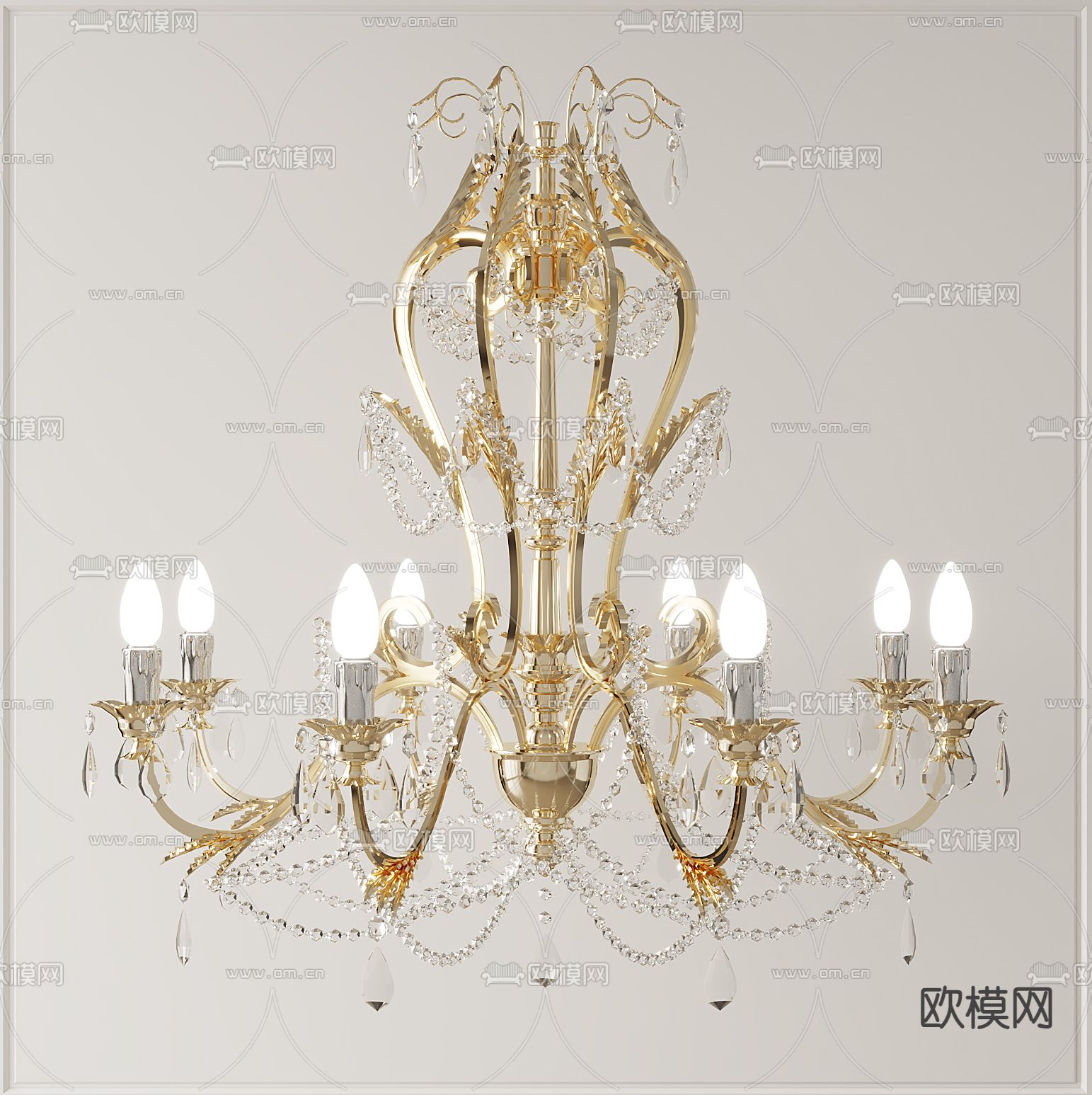 简欧吊灯 水晶灯3d模型下载
