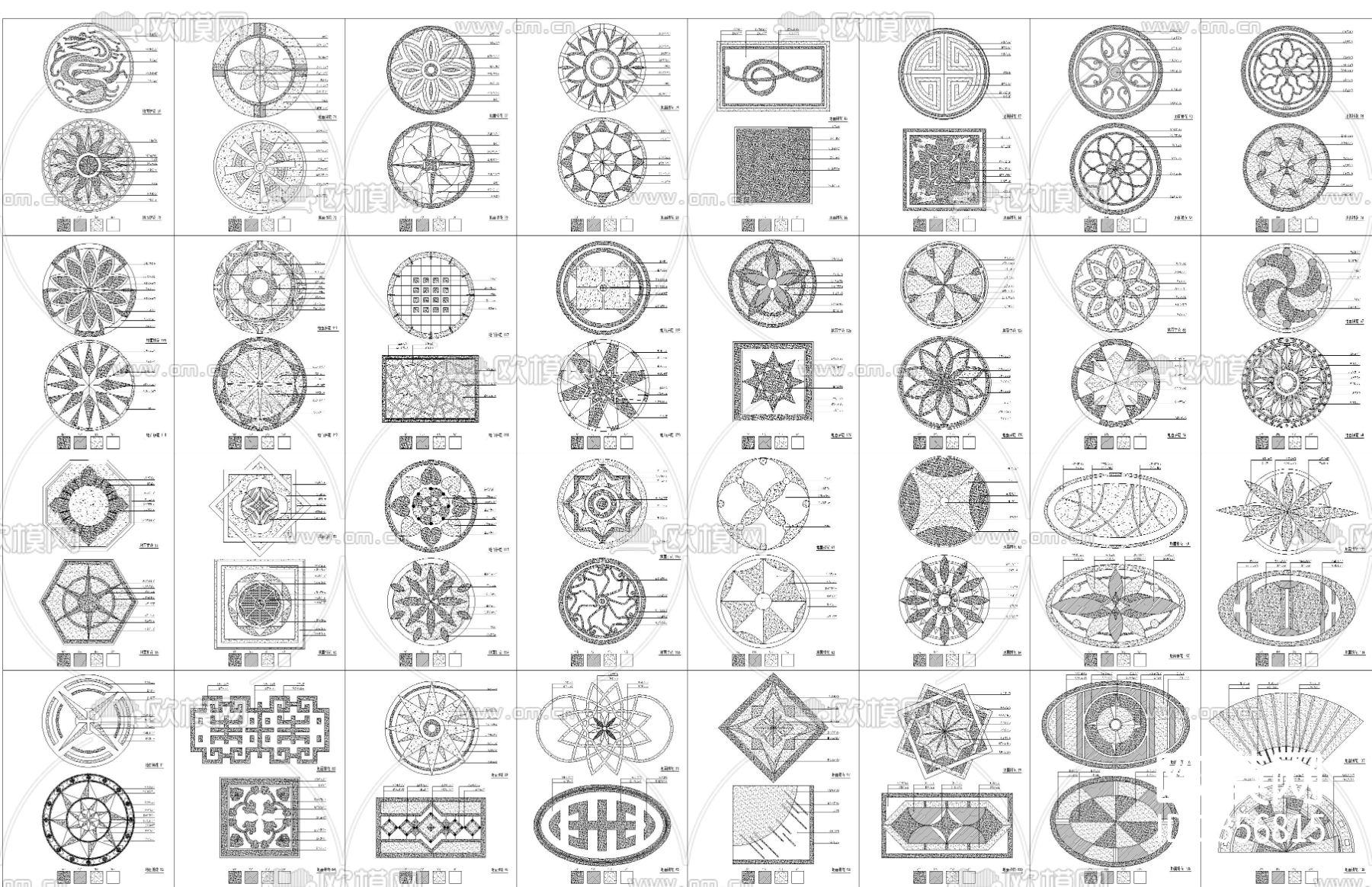 地面拼花图案cad图库下载（渲染图2）