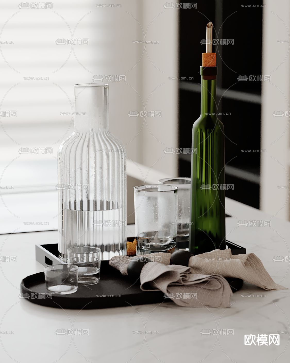 酒瓶 酒杯 酒壶su模型下载（渲染图2）