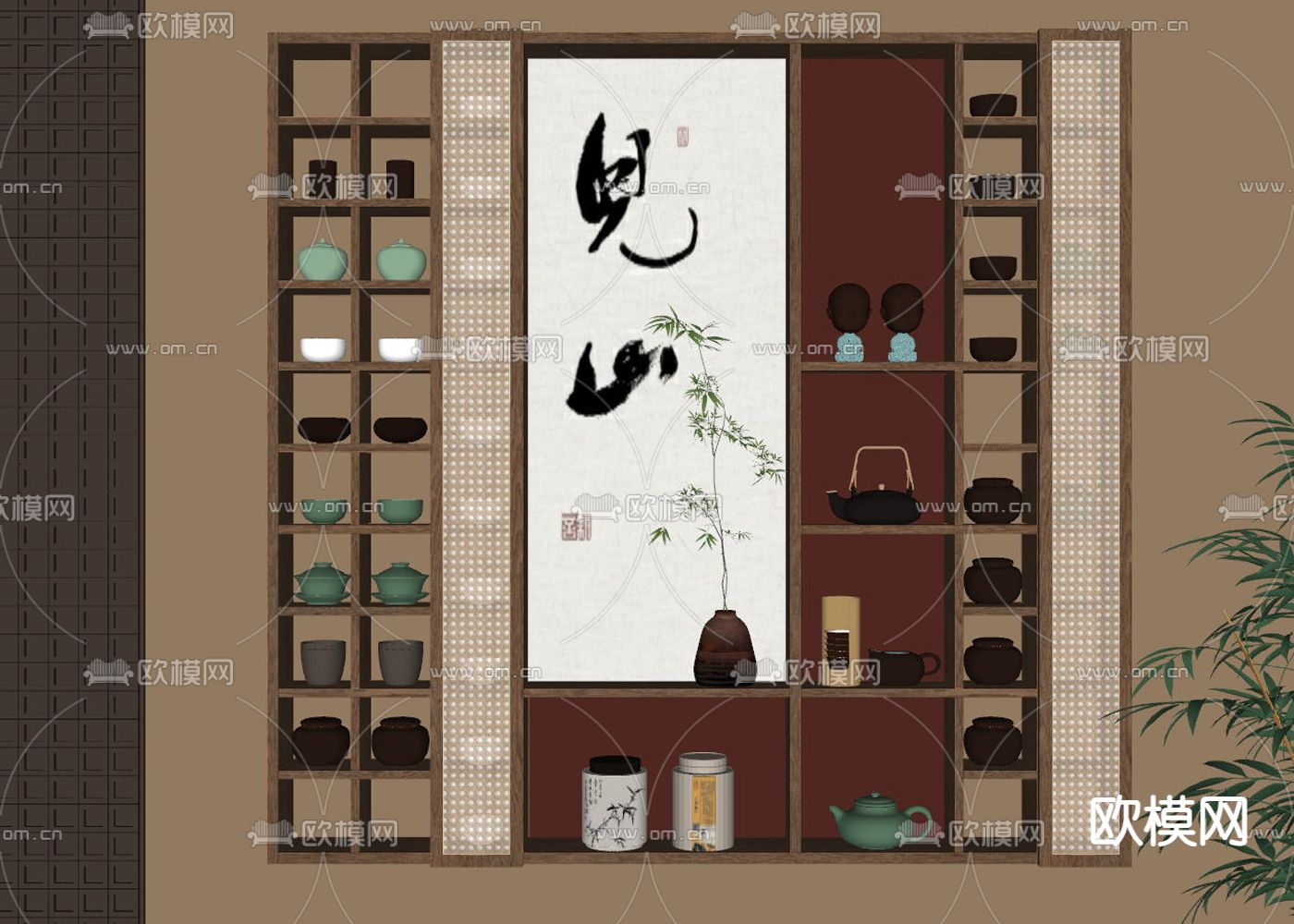 博古架 装饰架su模型下载（渲染图1）