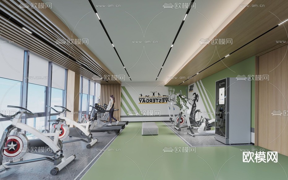 现代健身房3d模型下载