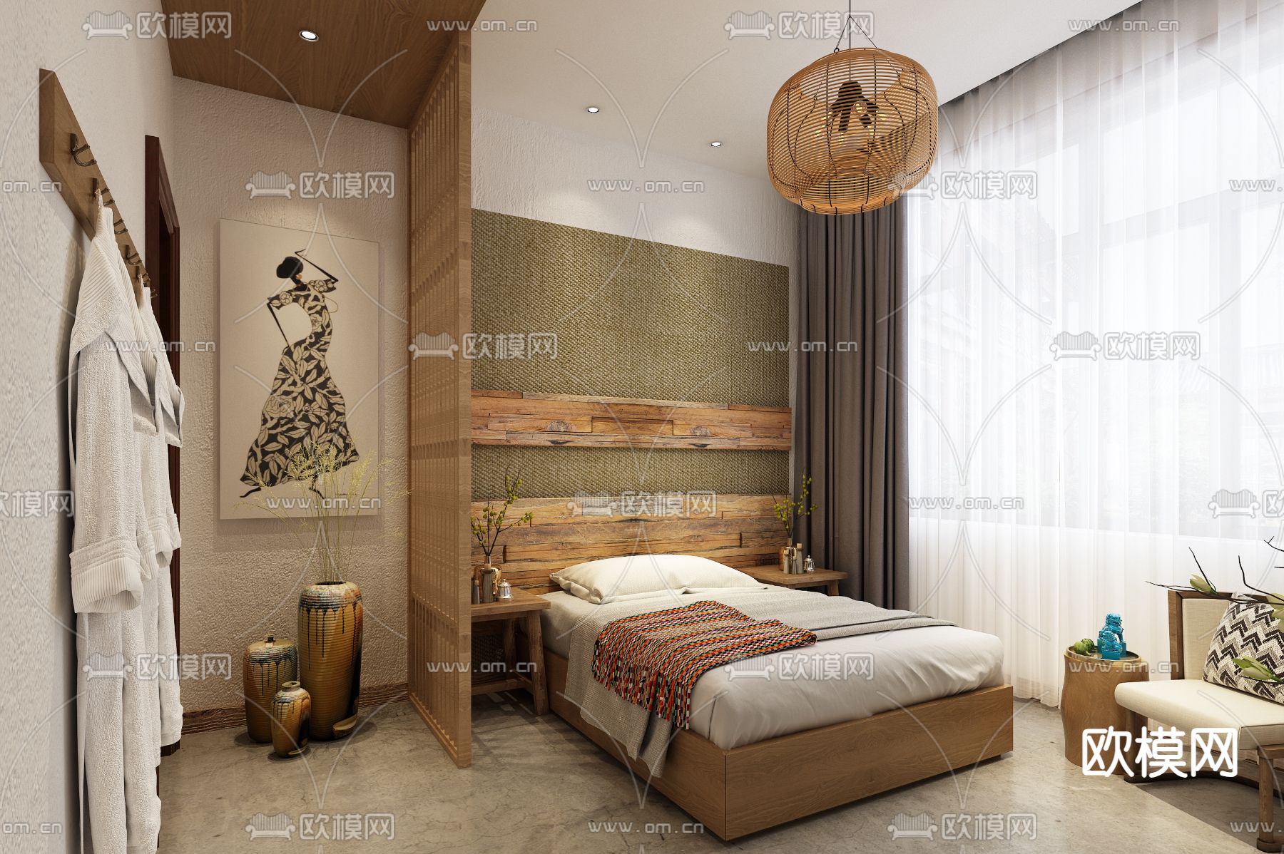 酒店民宿 客房3d模型下载（渲染图1）