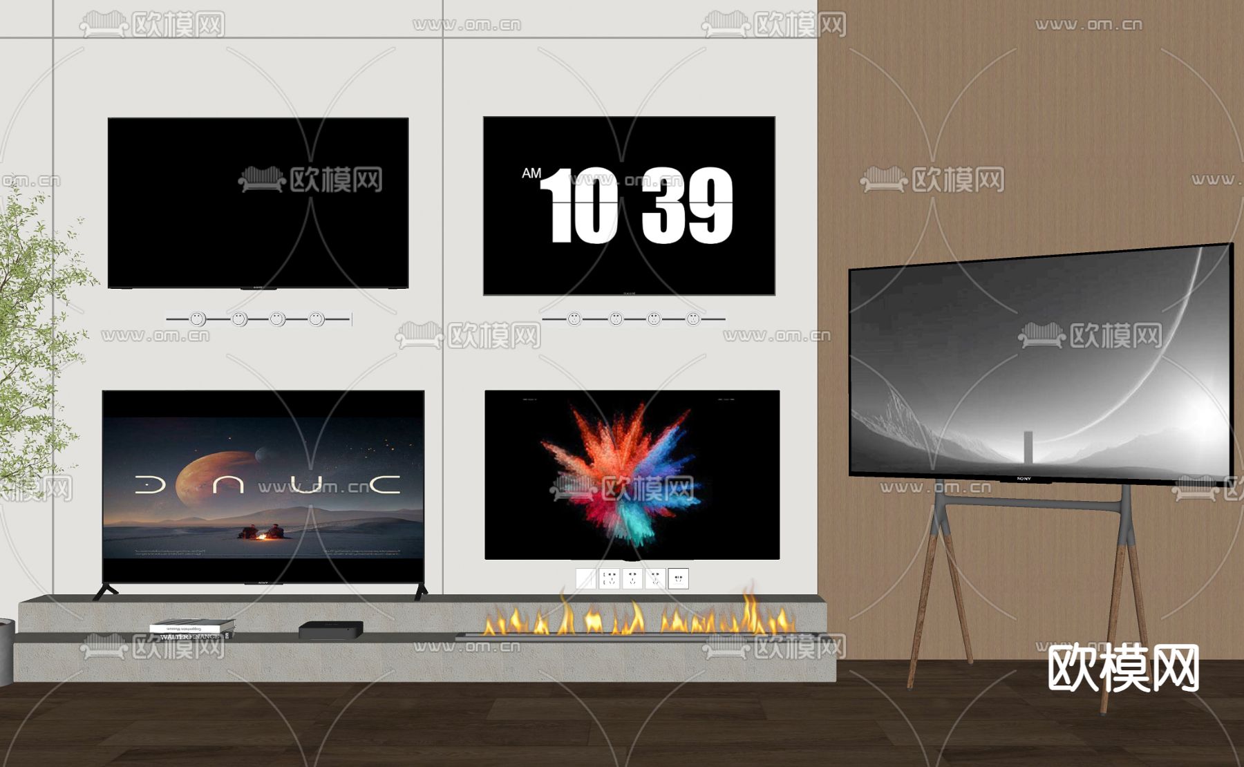 电视机su模型下载（渲染图1）