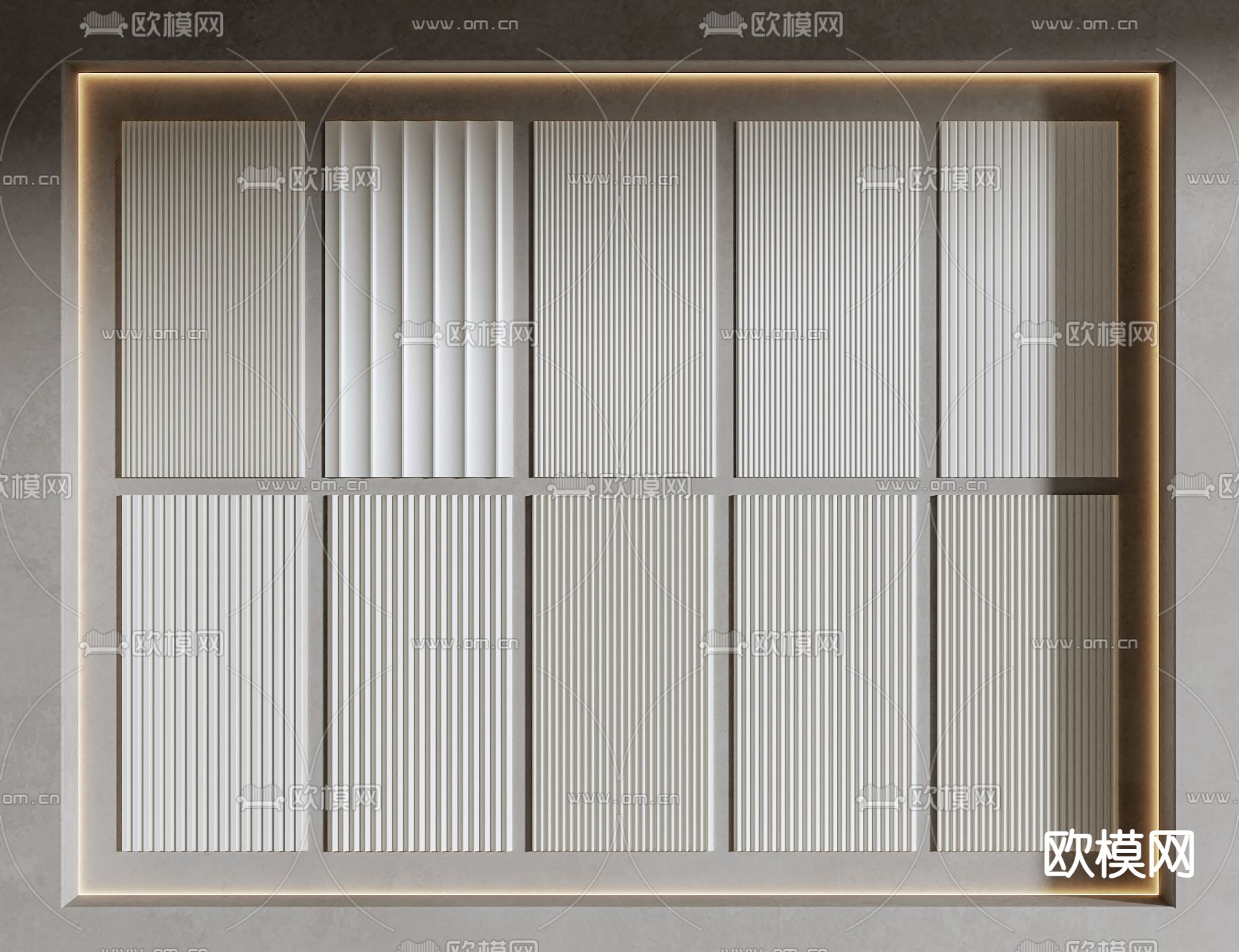 现代长城板 护墙板su模型下载（渲染图2）