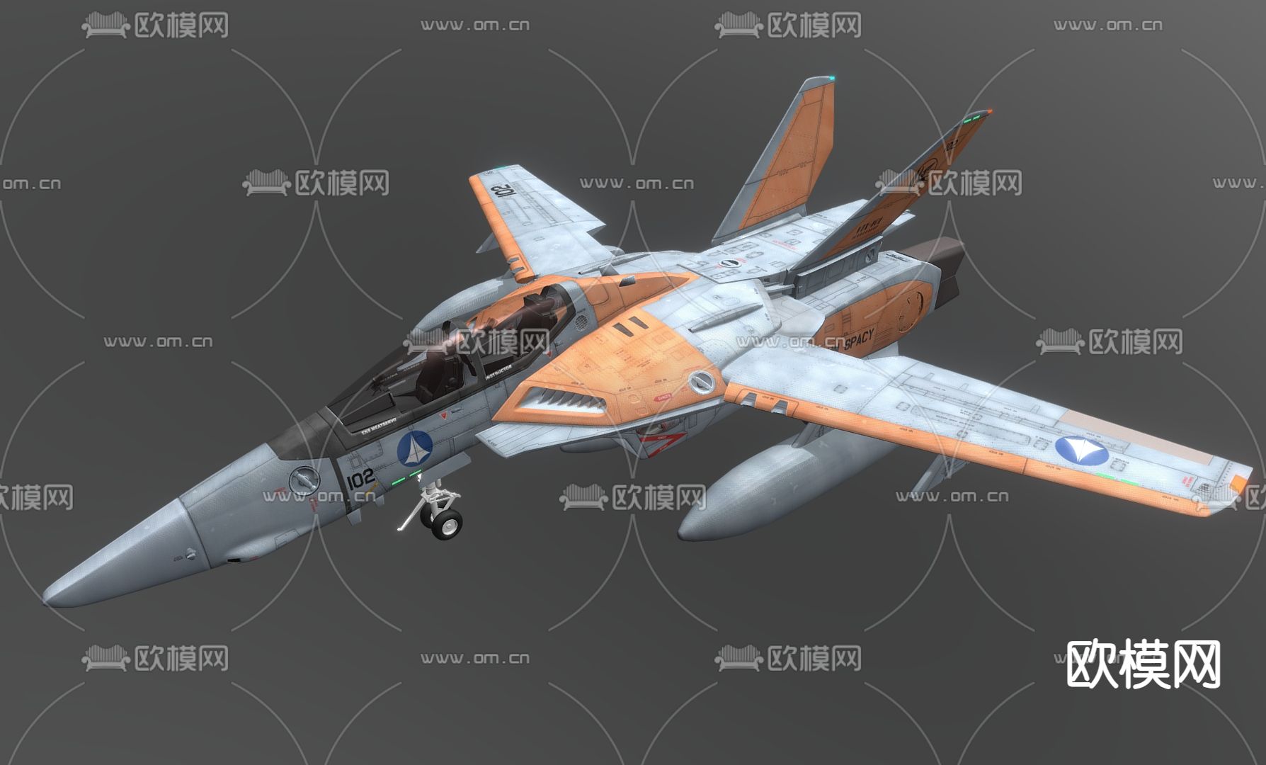 科幻战斗机 科幻飞机3d模型下载（渲染图1）