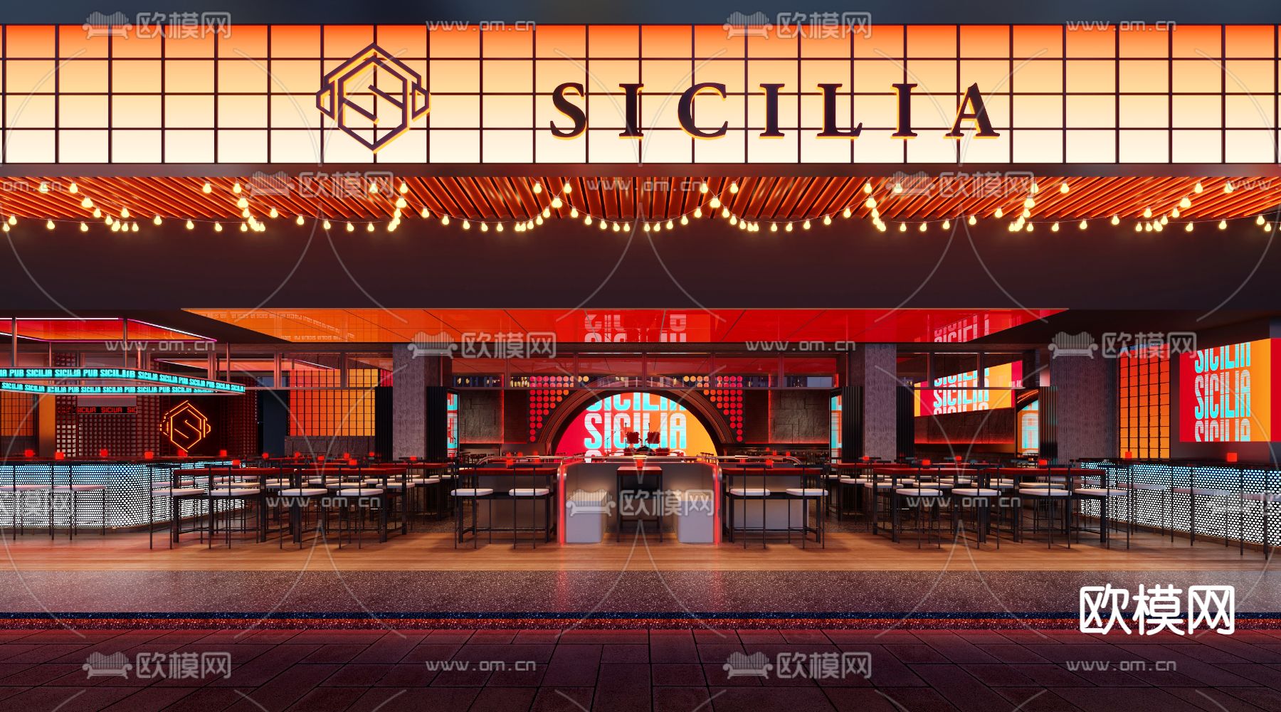 音乐餐厅 网红餐吧3d模型下载