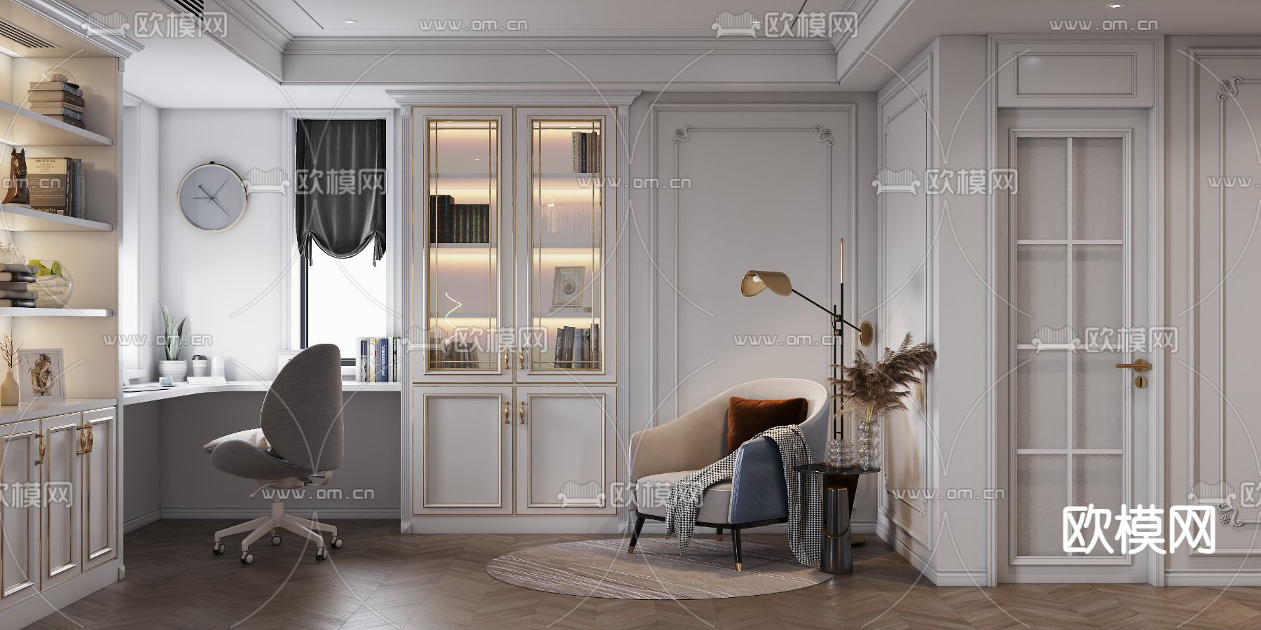 法式卧室 主人房3d模型下载（渲染图2）