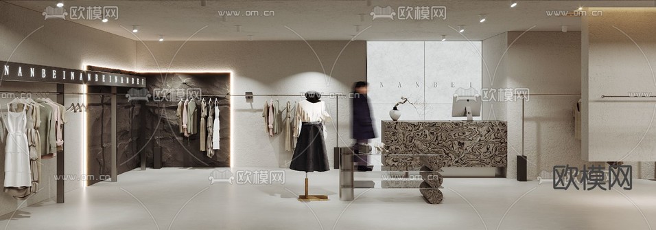 侘寂风女装店 服装店3d模型下载_ID15292889_3dmax免费模型-欧模网