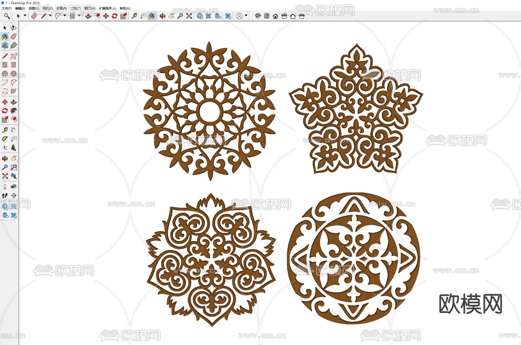 简欧雕花 浮雕 雕刻挂饰su模型下载（渲染图1）