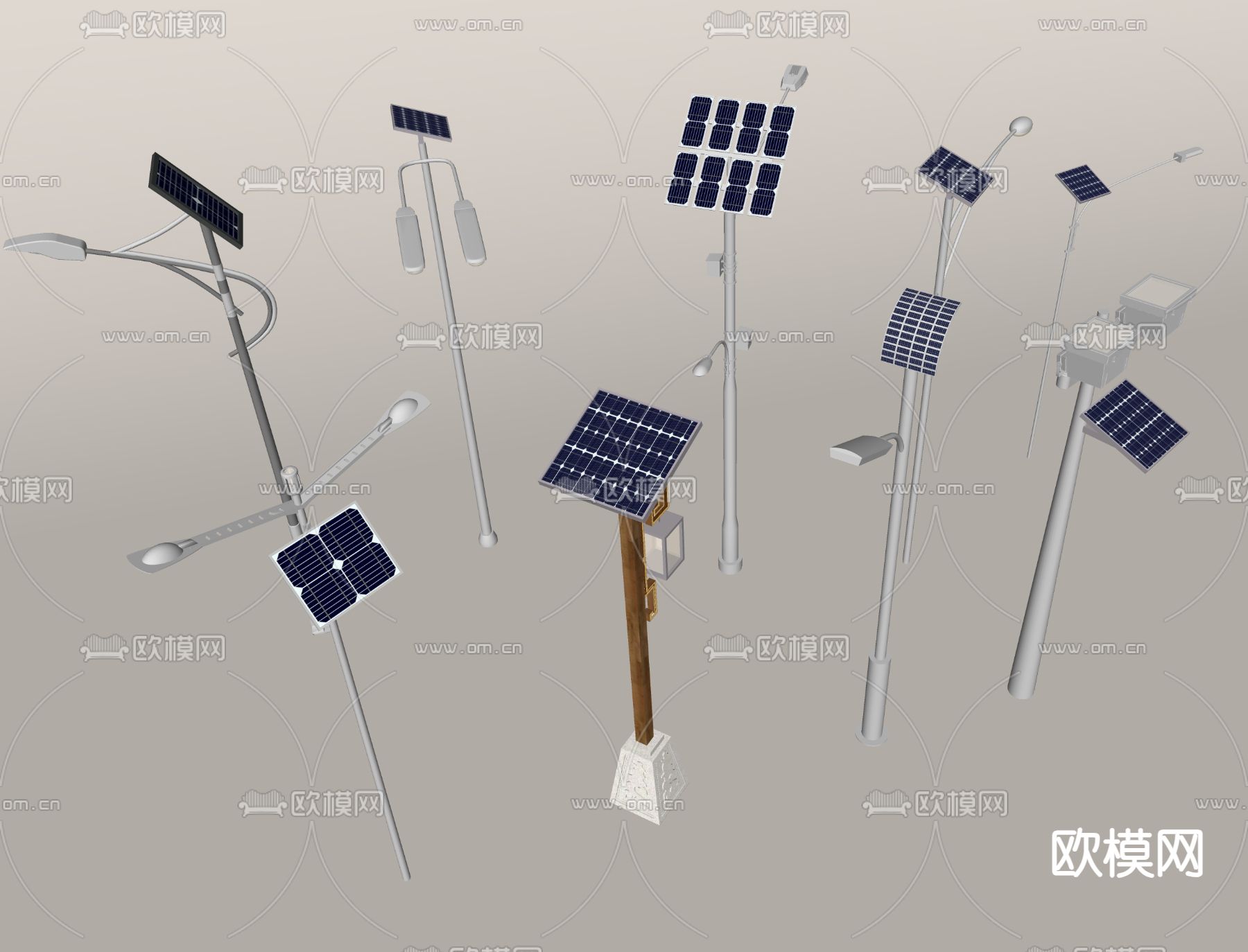 节能路灯 太阳能路灯su模型下载（渲染图1）