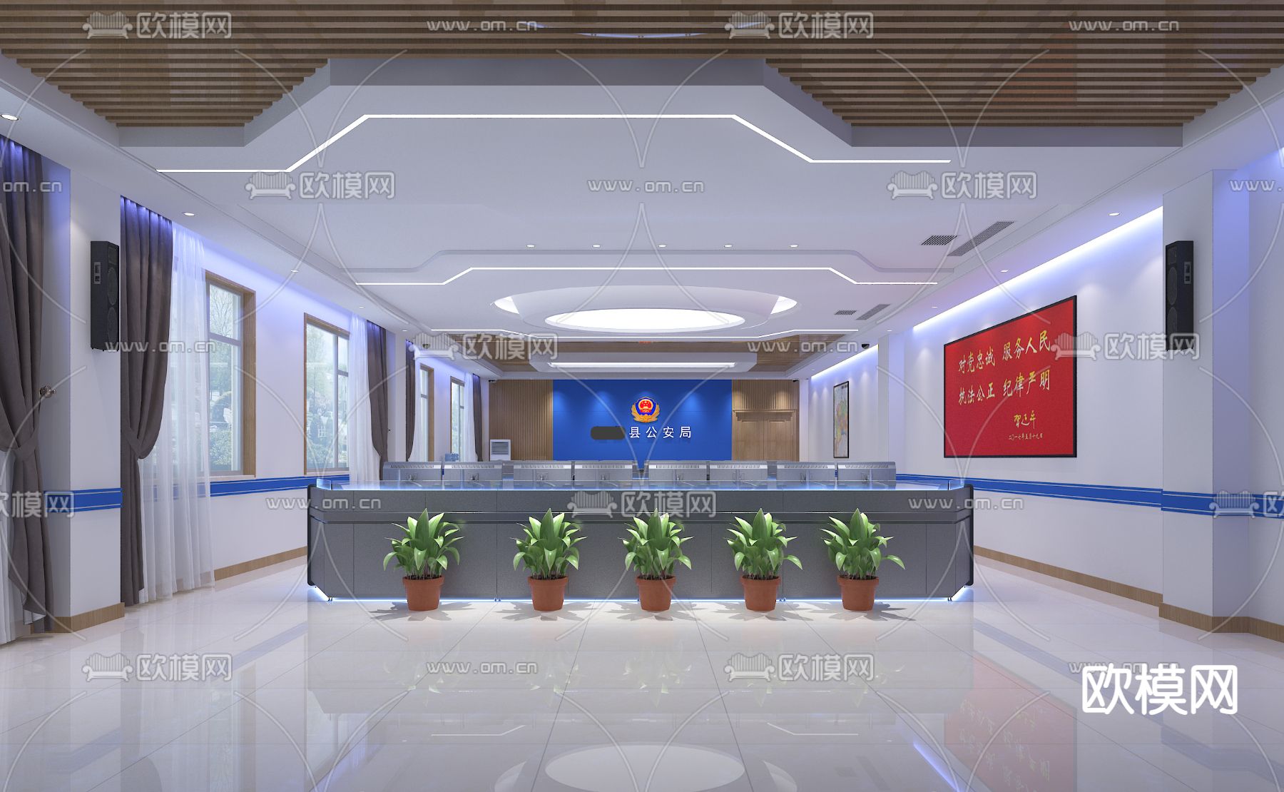 现代指挥室 控制室 监控室3d模型下载（渲染图4）