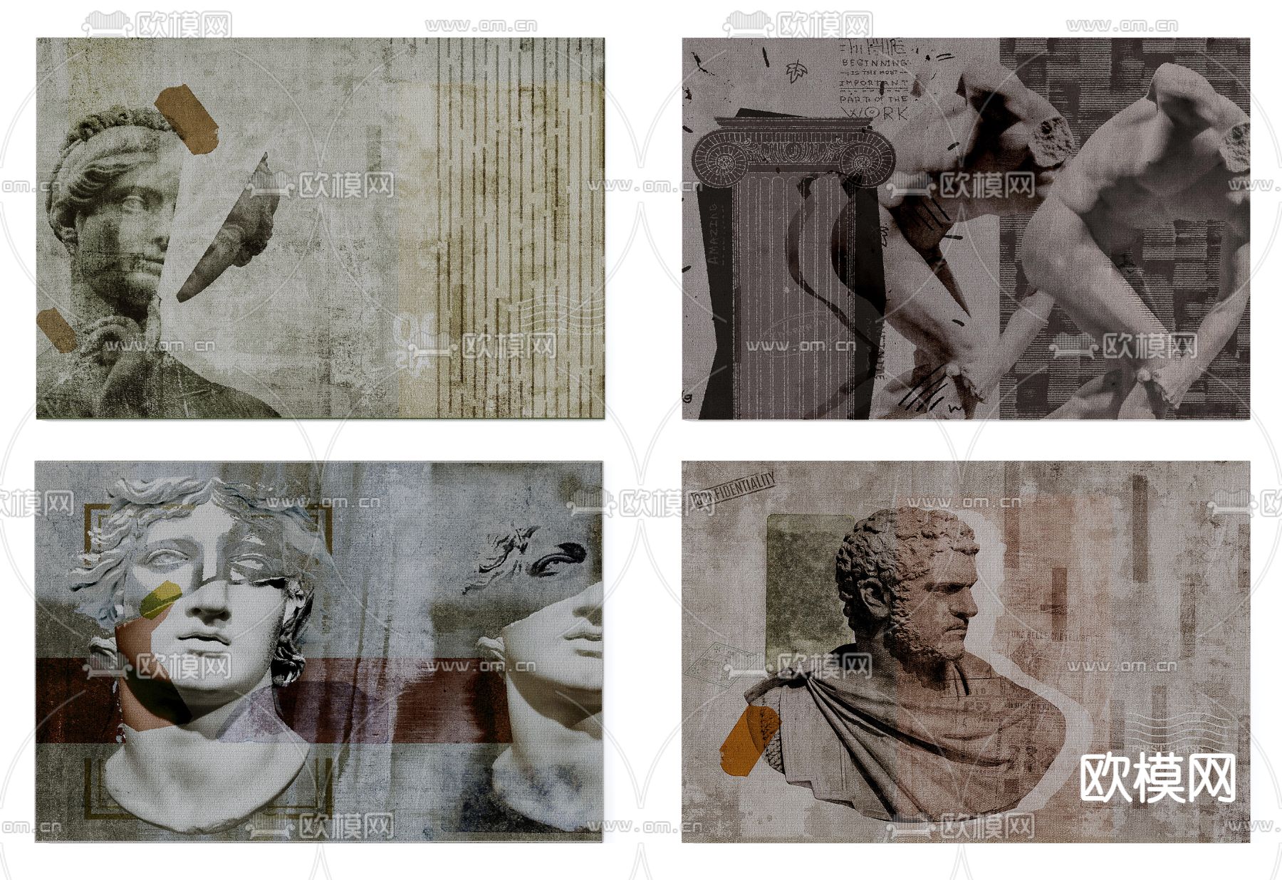 石膏画 人物画 装饰画3d模型下载