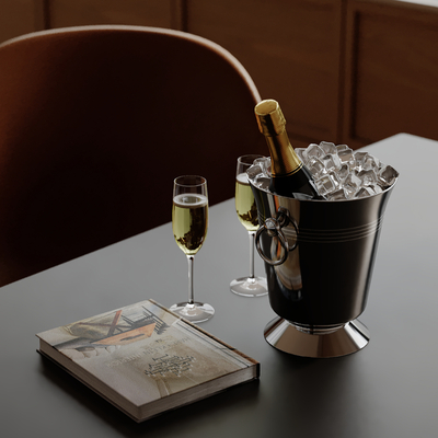  酒桶 酒瓶 冰块 书籍su模型 