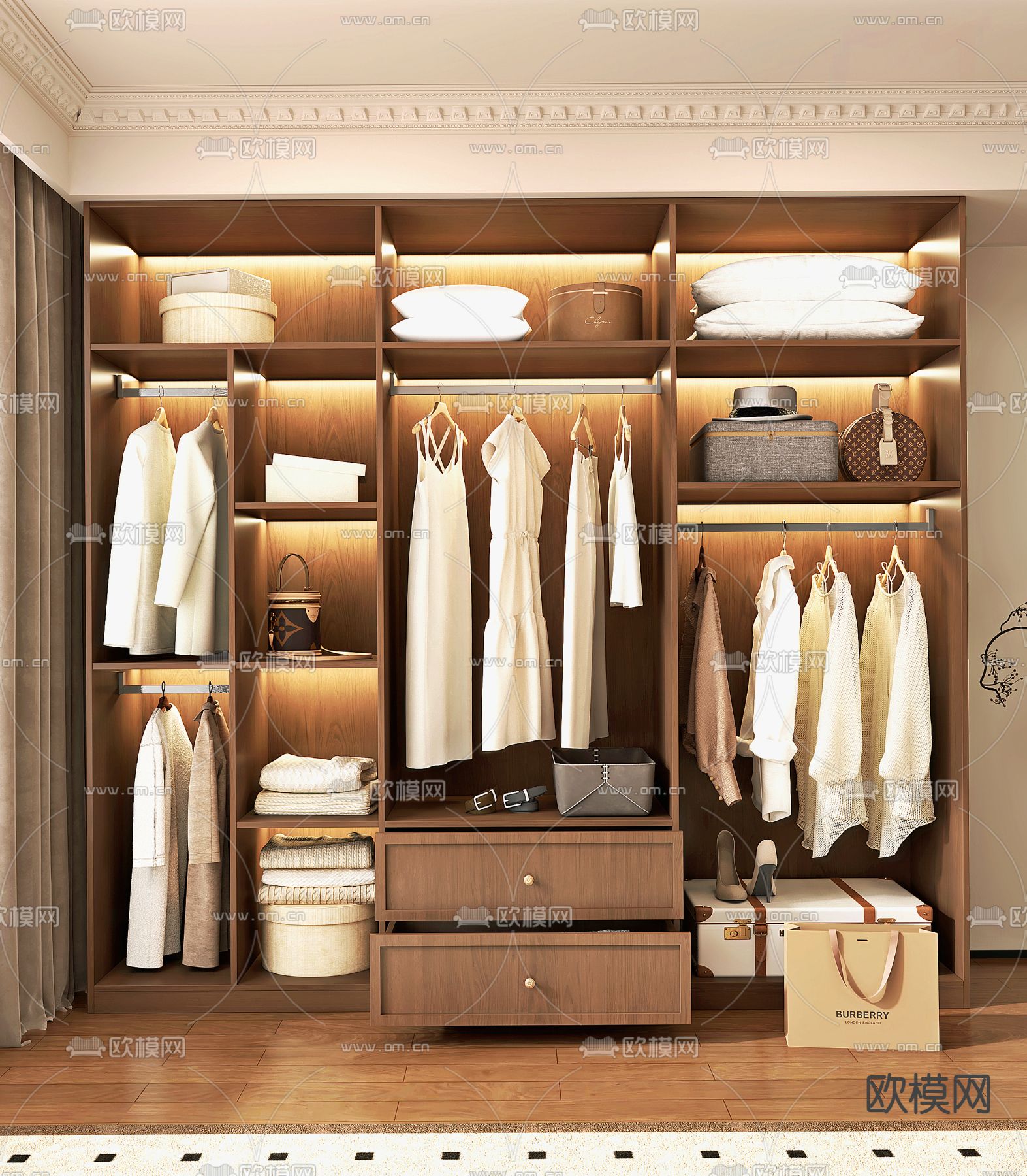 侘寂无门衣柜 衣橱3d模型下载