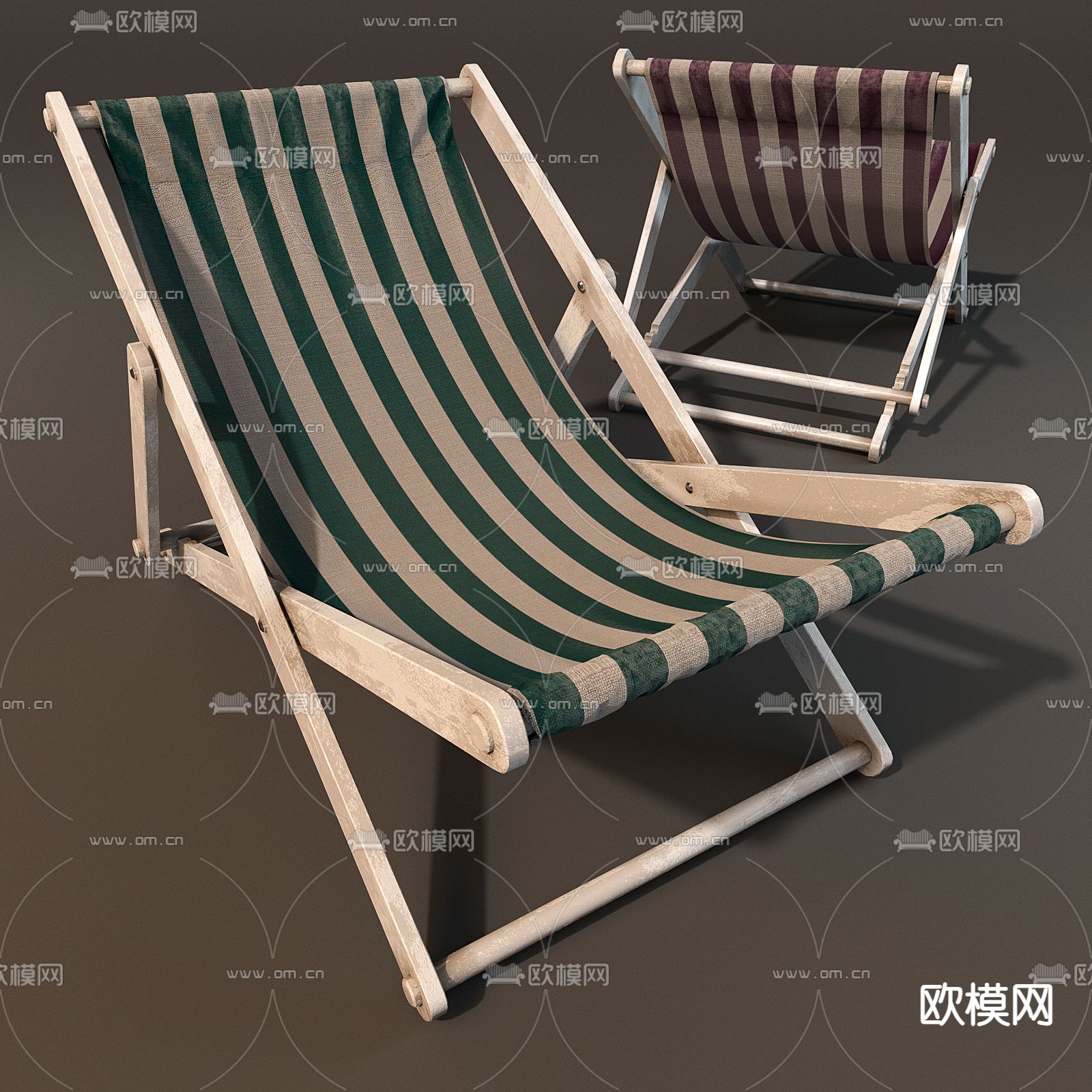 户外折叠椅 躺椅 沙滩椅su模型下载（渲染图3）