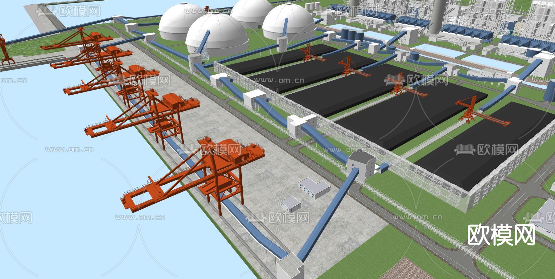 石油炼化厂 工厂鸟瞰su模型下载（渲染图3）