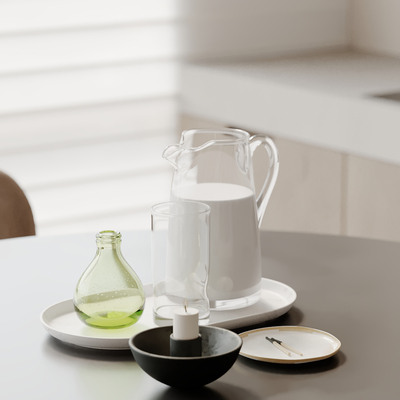  饮料 托盘 蜡烛 牛奶su模型 