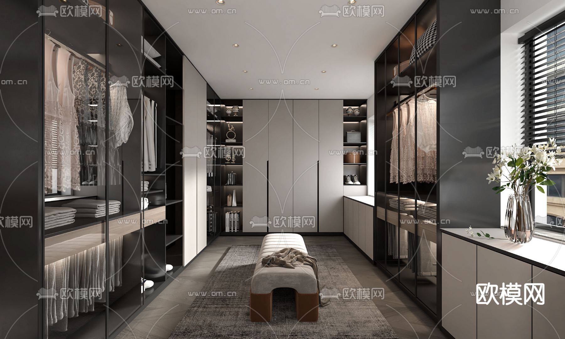 轻奢风衣帽间3d模型下载