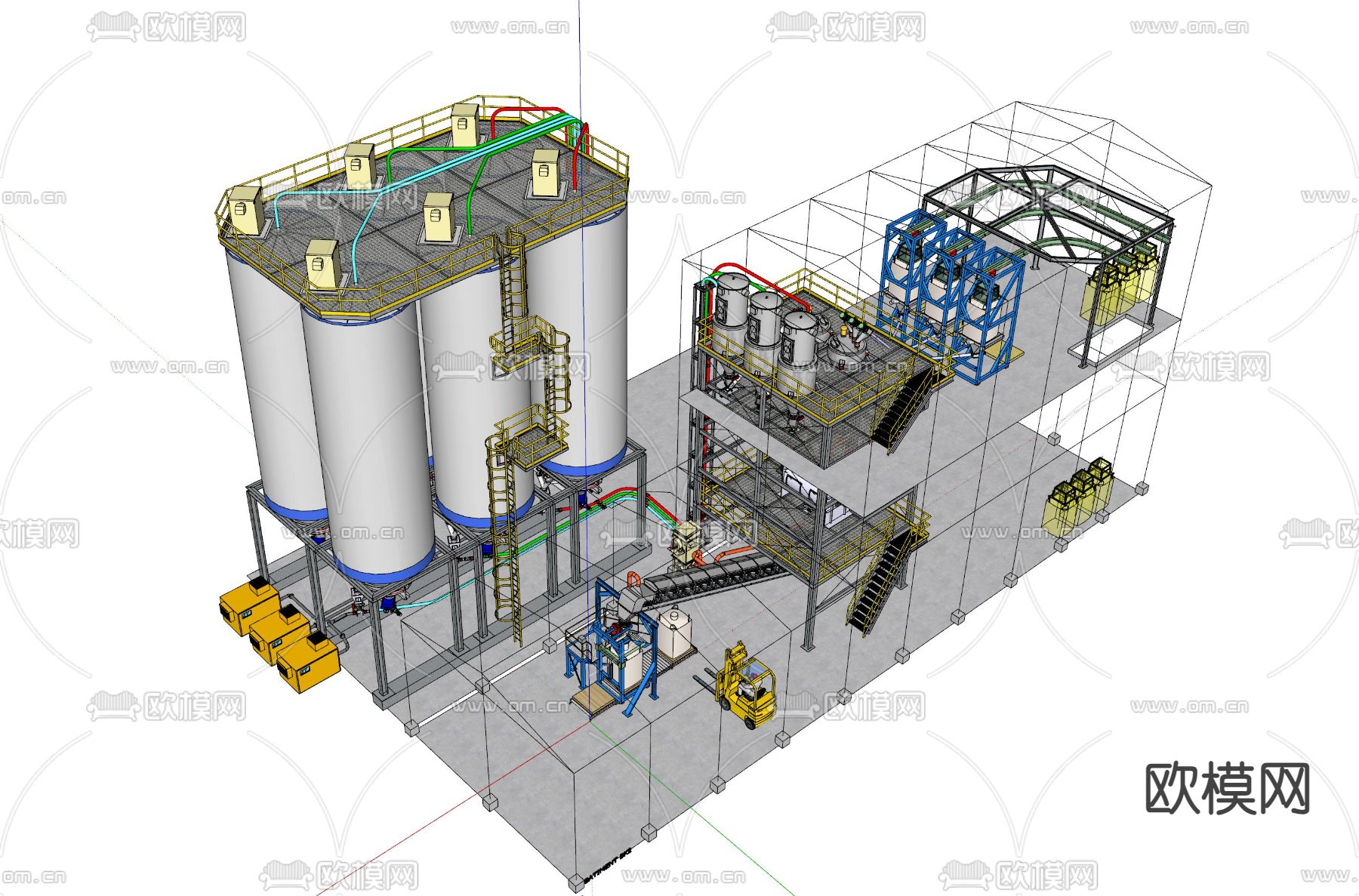 化工储备厂 工业设备su模型下载（渲染图2）