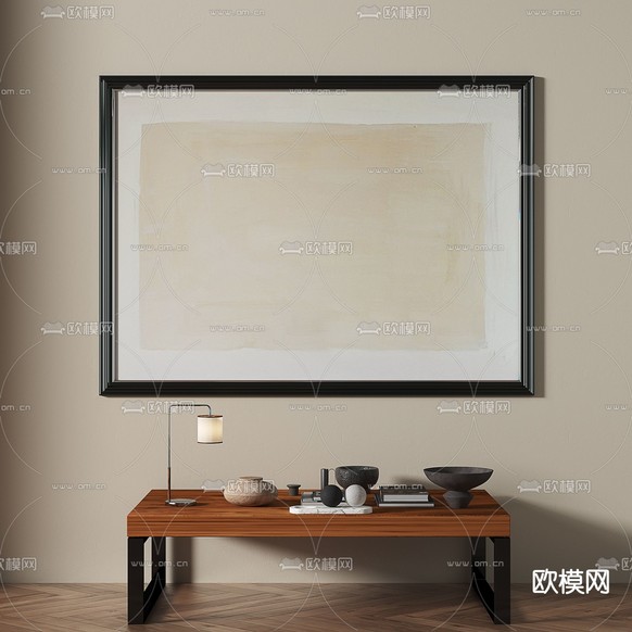中古风简约画 抽象画 装饰画3d模型下载