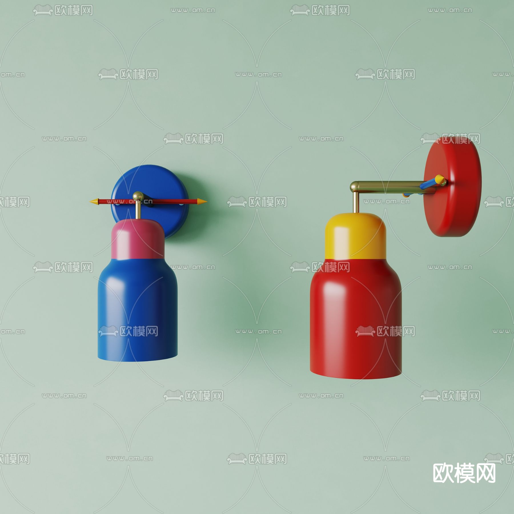 孟菲斯壁灯su模型下载（渲染图2）