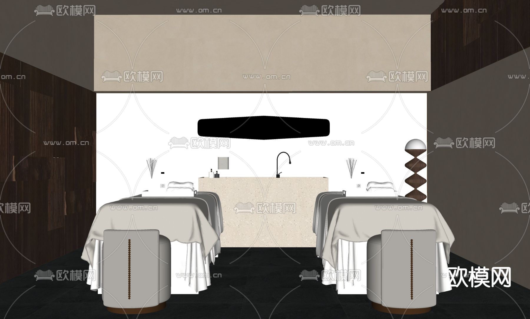 中古风 SPA护理房su模型下载（渲染图1）