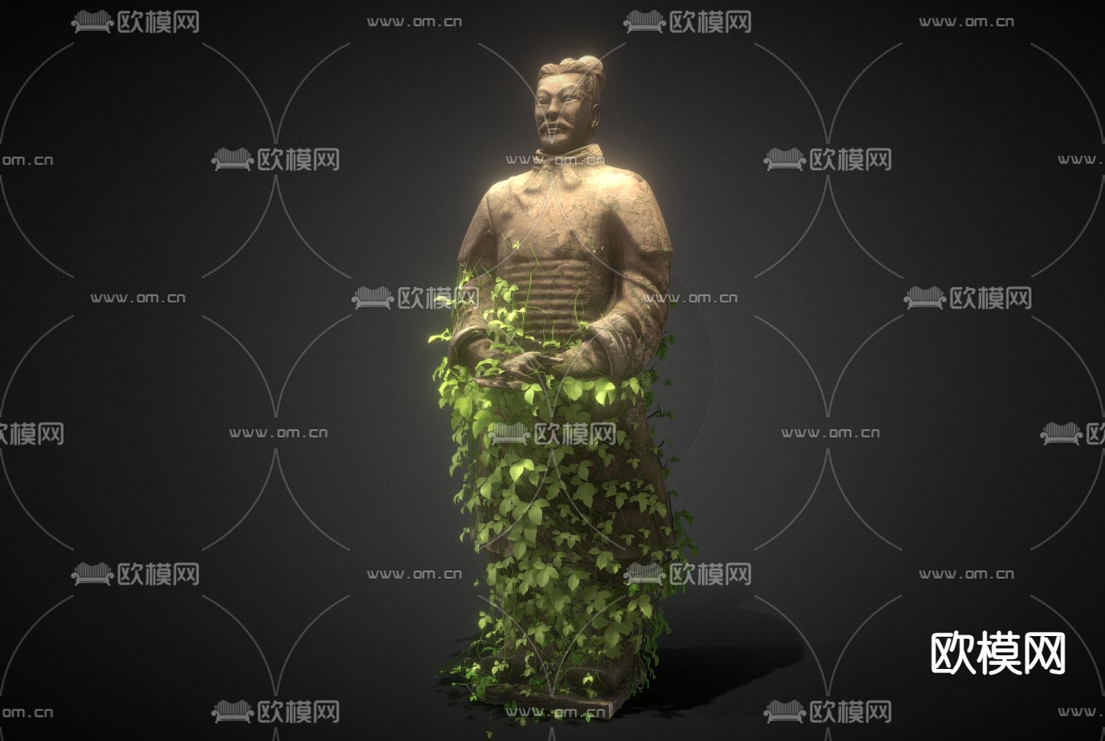 中式兵马俑 人物雕塑su模型下载（渲染图2）