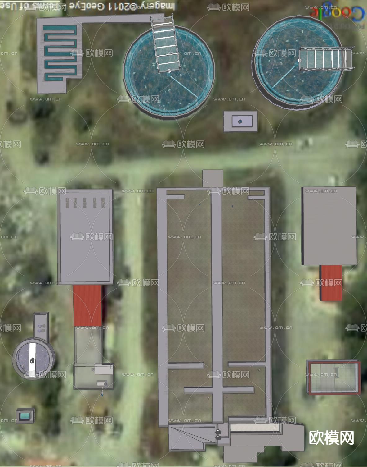 污水处理厂 工厂设备su模型下载（渲染图3）