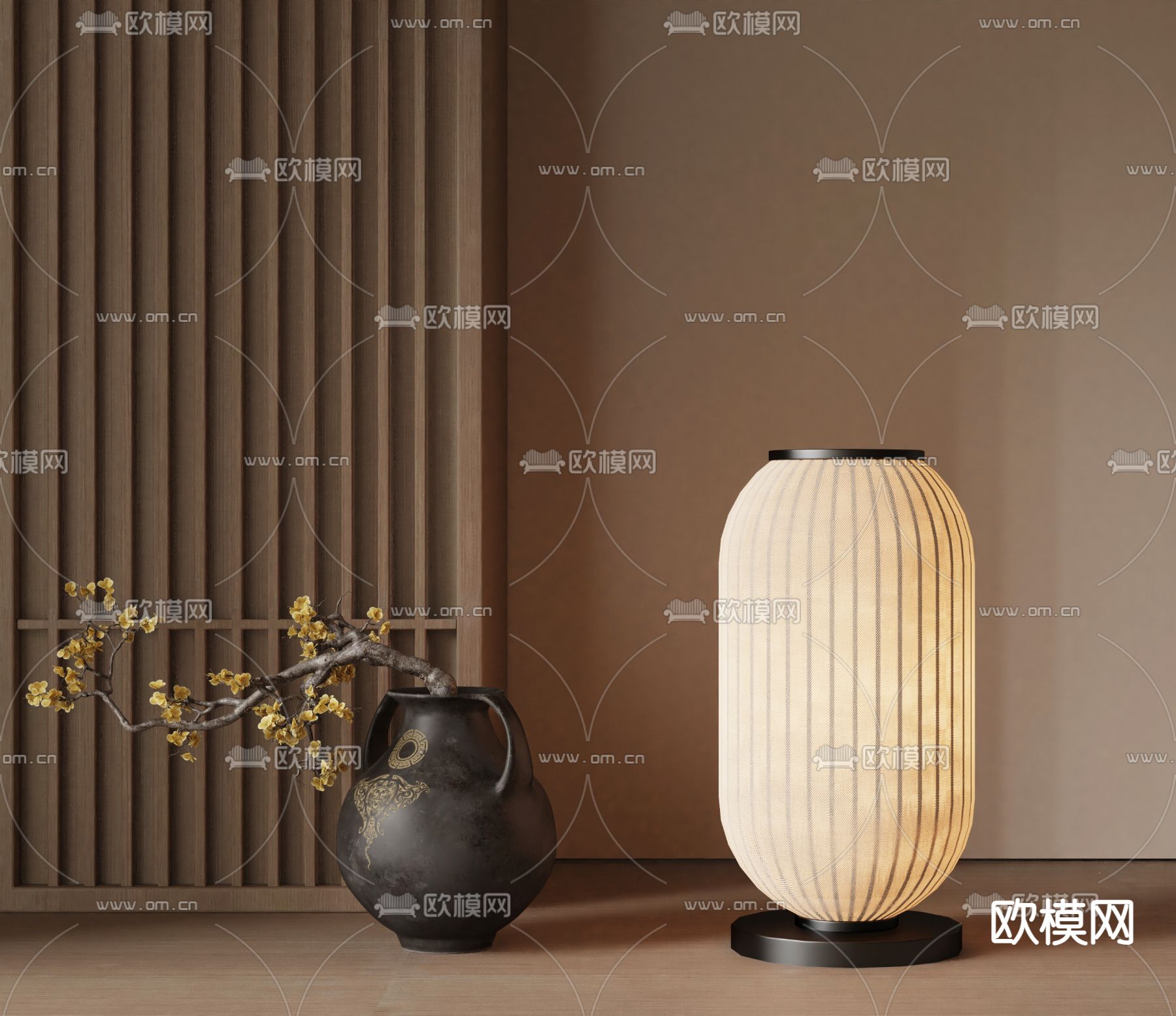 新中式台灯su模型下载（渲染图2）