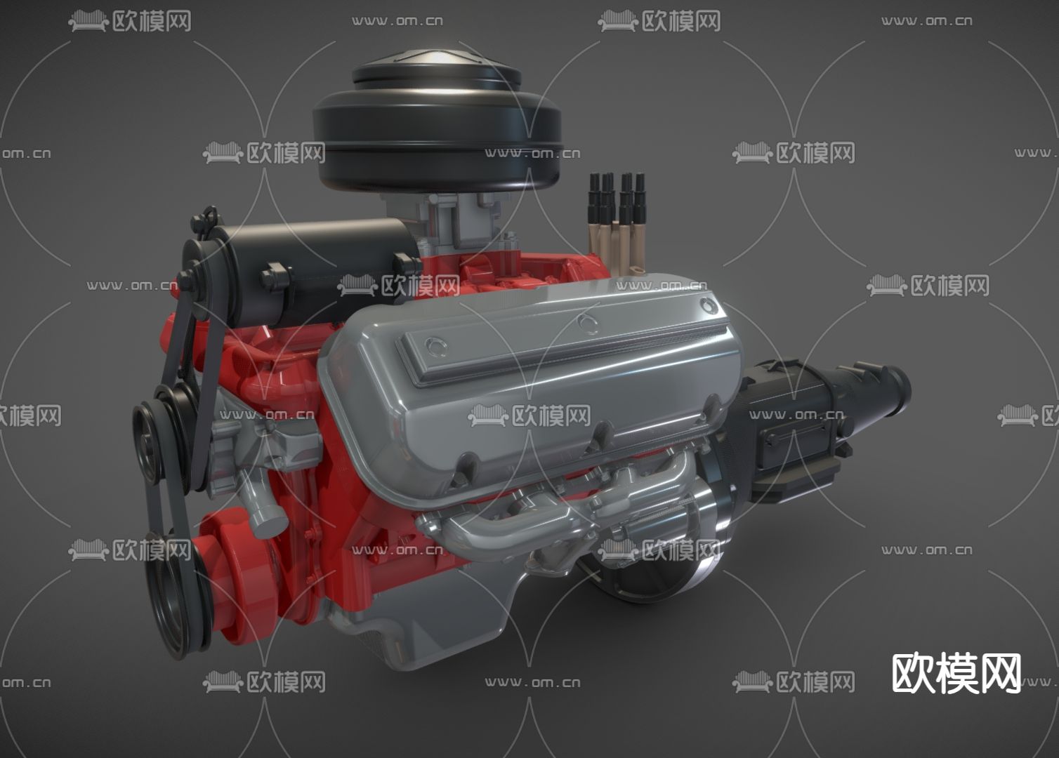 交通配件 发动机su模型下载（渲染图2）