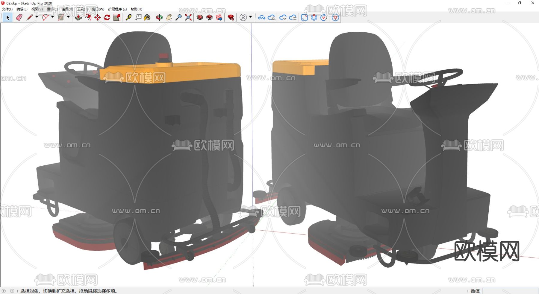 驾驶式扫地机 吸尘器su模型下载（渲染图1）