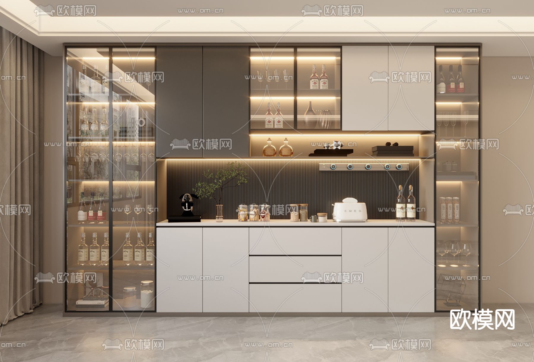 餐边柜 酒柜3d模型下载