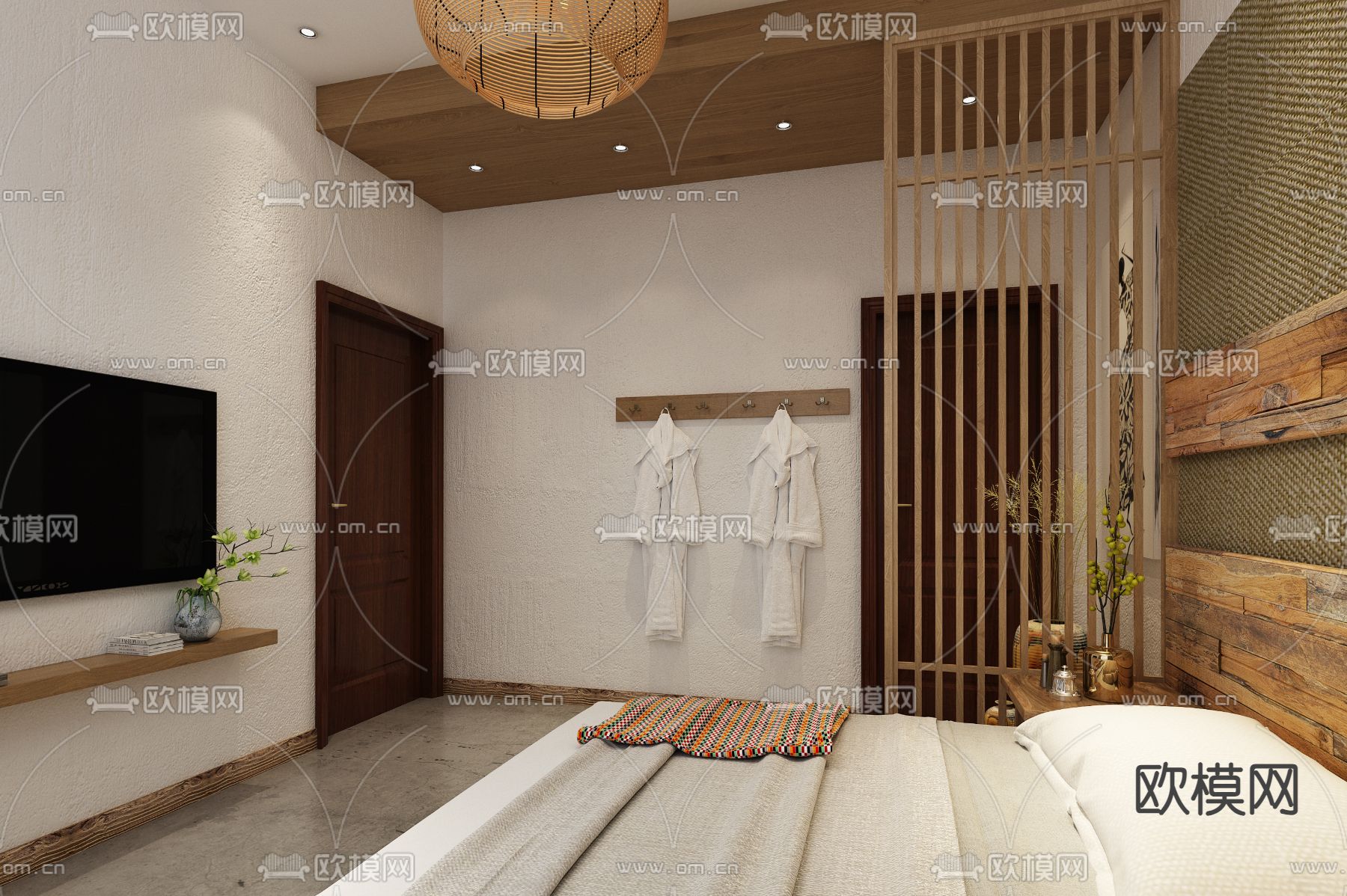 酒店民宿 客房3d模型下载（渲染图2）