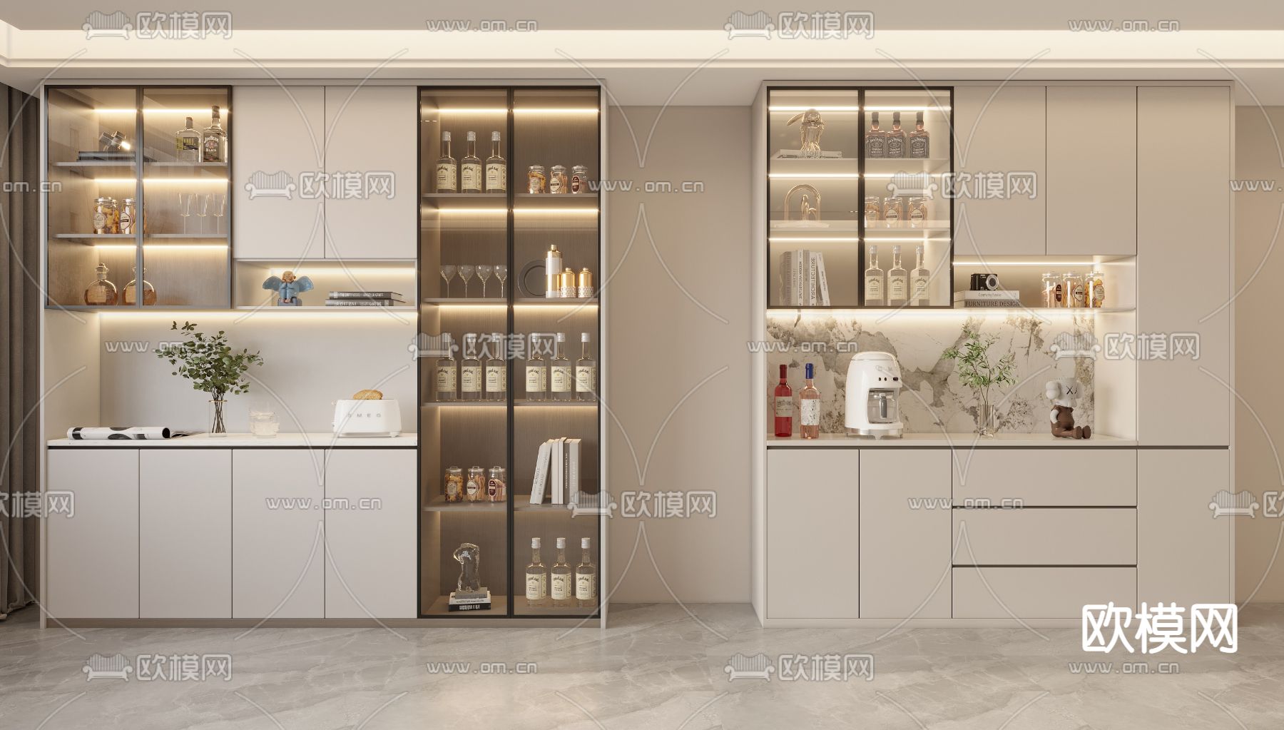 餐边柜 酒柜3d模型下载