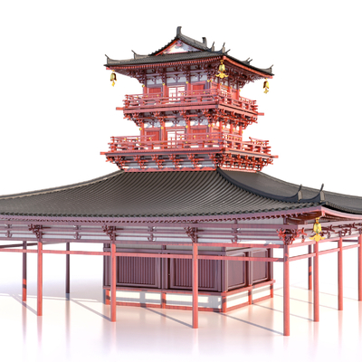  中式阁楼 古建 塔楼su模型 