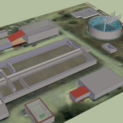  污水处理厂 工厂设备su模型 