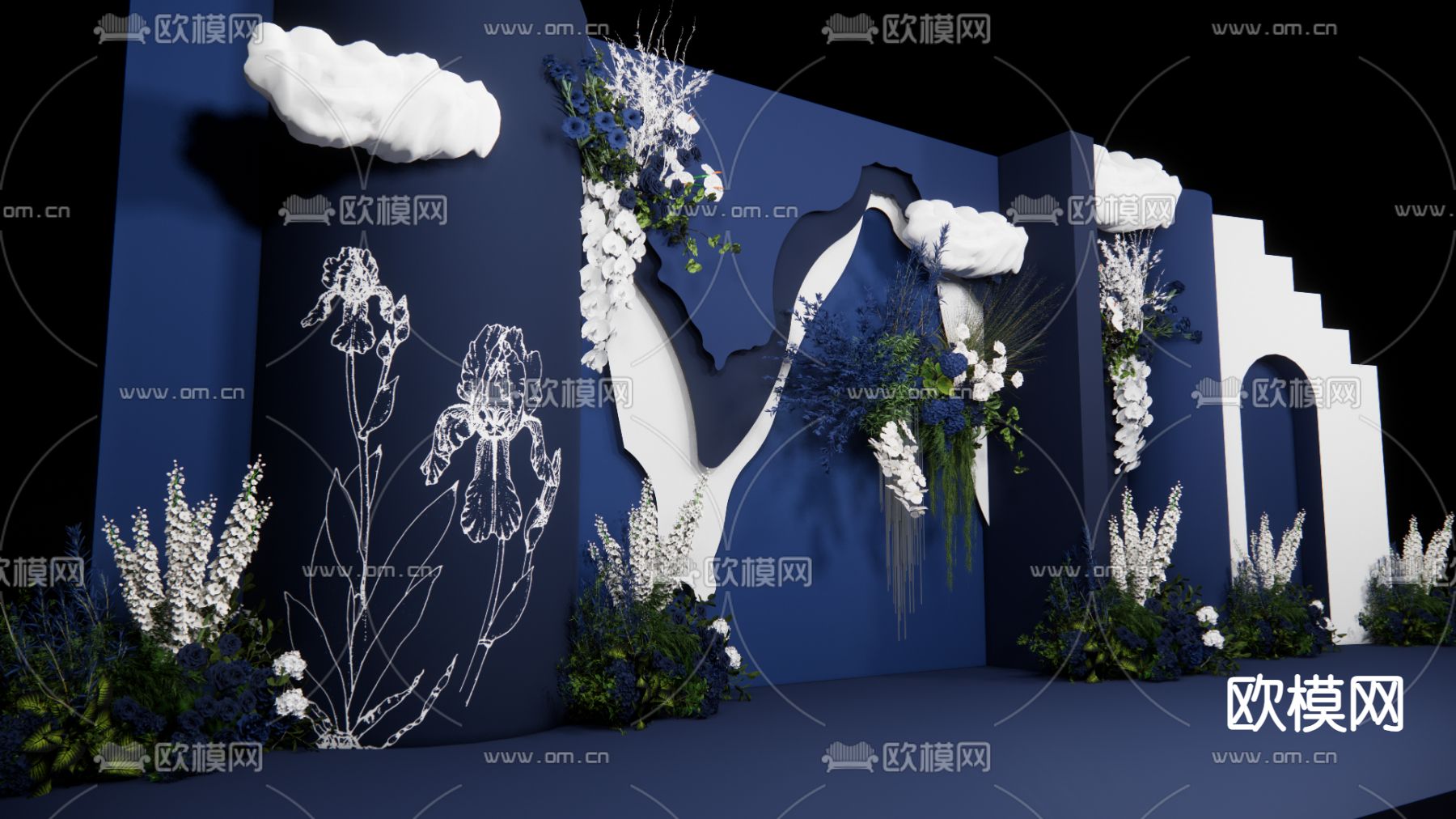 克莱因蓝美陈 婚礼美陈su模型下载（渲染图5）