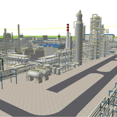  煤化工 化工厂鸟瞰su模型 