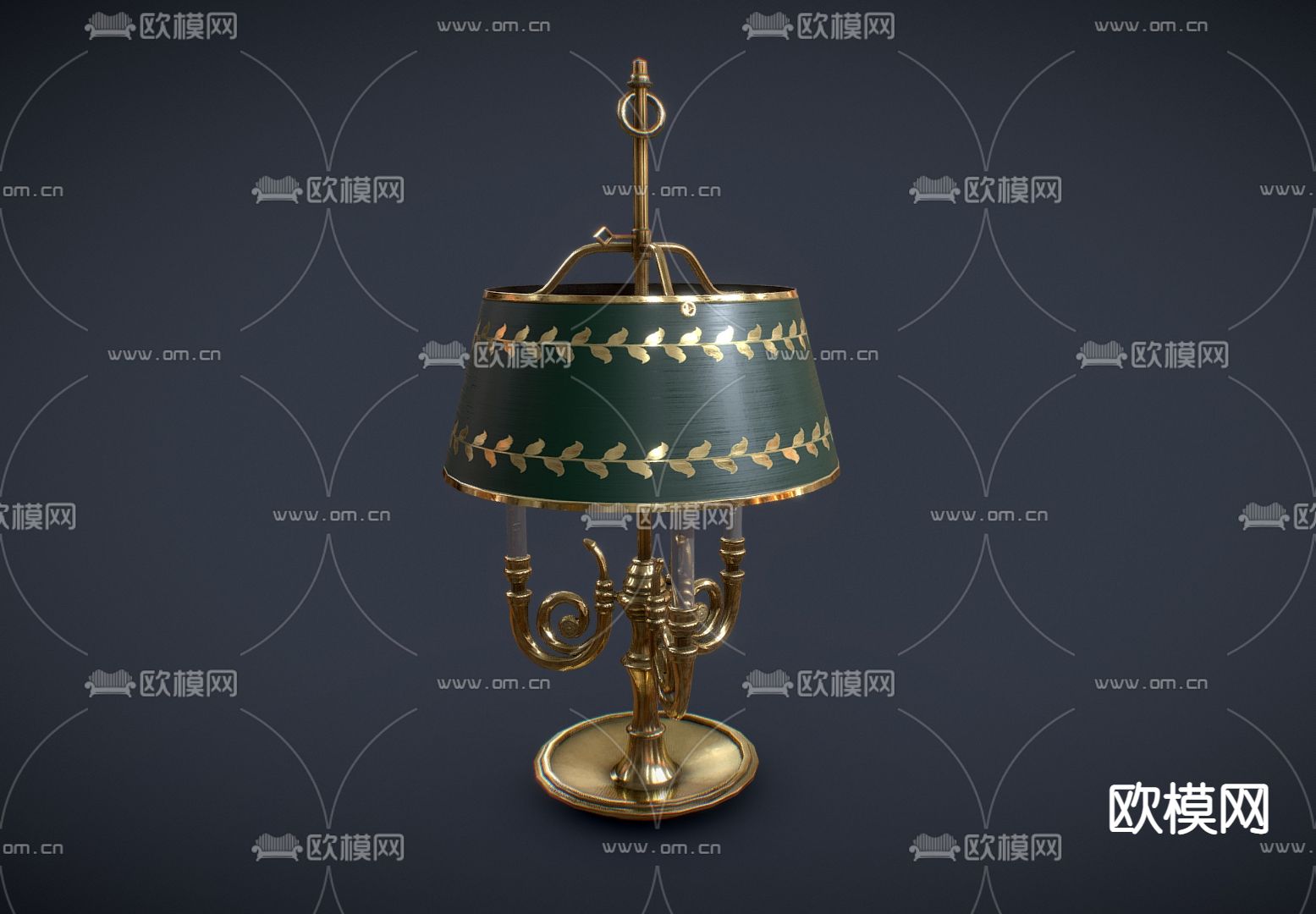 欧式台灯 照明灯3d模型下载（渲染图1）
