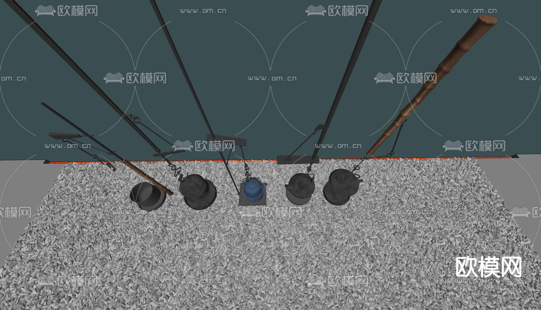 新中式悬挂茶壶 茶壶 钓壶su模型下载（渲染图1）