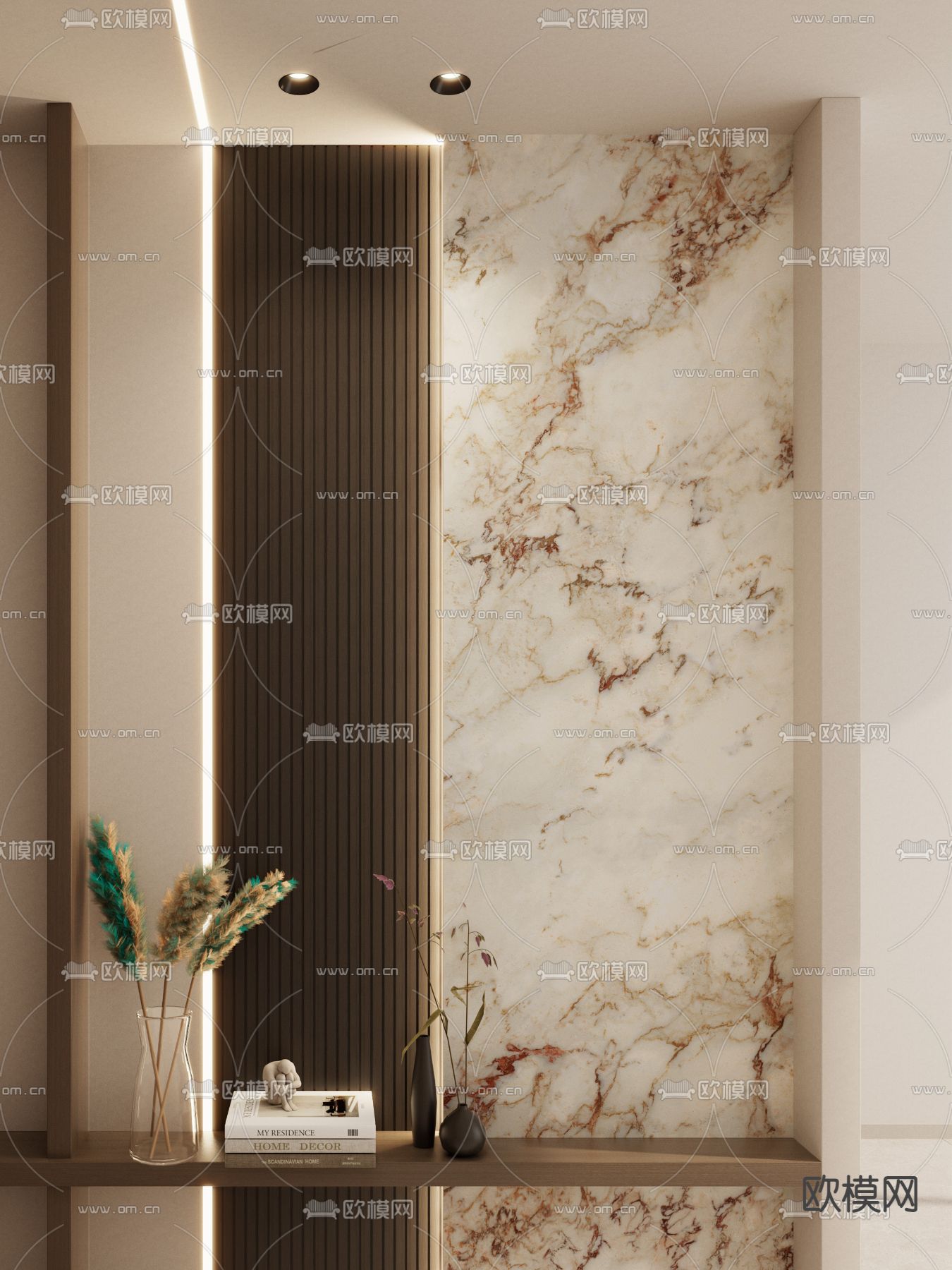 玄关隔断 入户隔断 端景台3d模型下载（渲染图2）