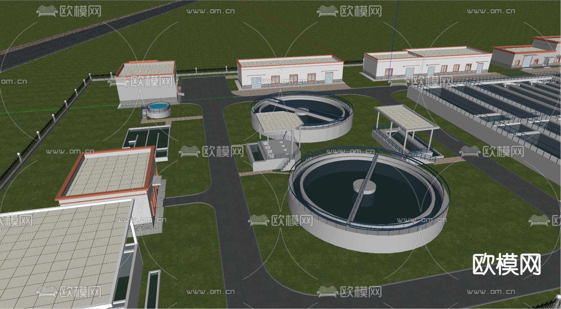 自来水厂 工厂设备su模型下载（渲染图2）