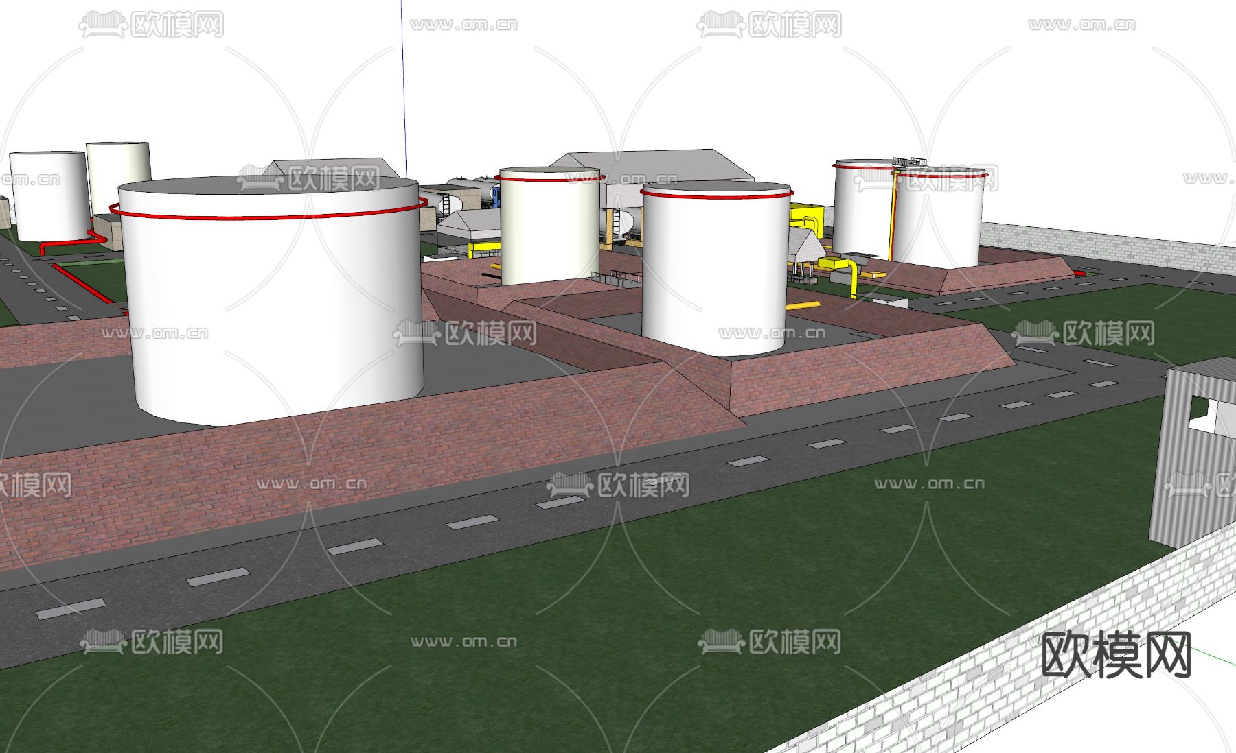 石油存储 工厂鸟瞰su模型下载（渲染图2）