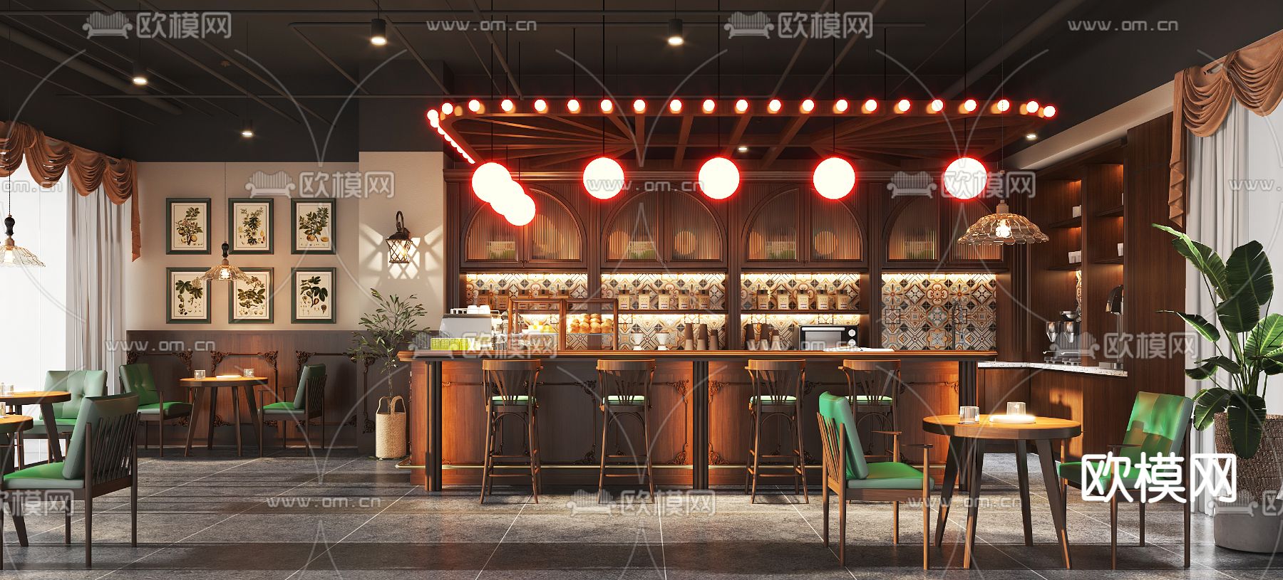 美式咖啡厅 咖啡店3d模型下载