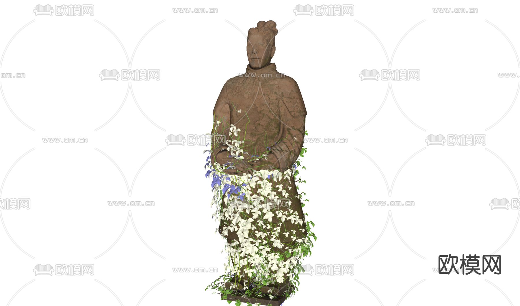 中式兵马俑 人物雕塑su模型下载（渲染图1）